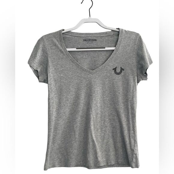 True Religion- Short Sleeve Tee shirt with Logo.    Size: Large Color: Gray - Picture 2 of 6